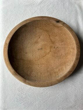 Round Vintage Munising Bread Wooden Bowl - Natural Wood Tone Country Barn Decor